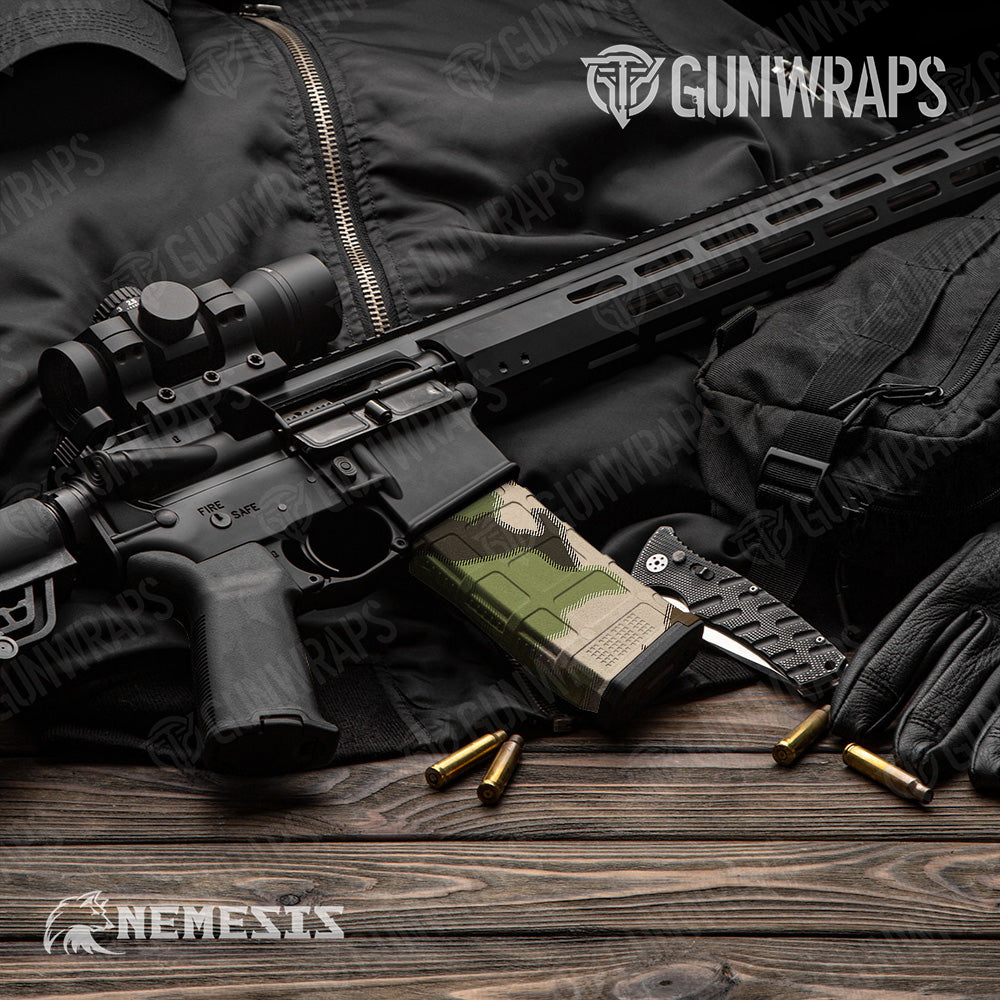 AR-15 Mag Nemesis Woodlands Wolf Gun Skin Vinyl Wrap