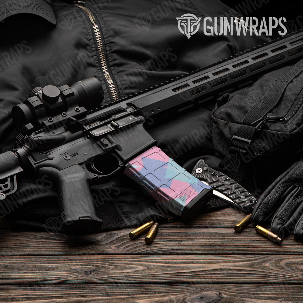 AR-15 Mag Shattered Cotton Candy Gun Skin Vinyl Wrap