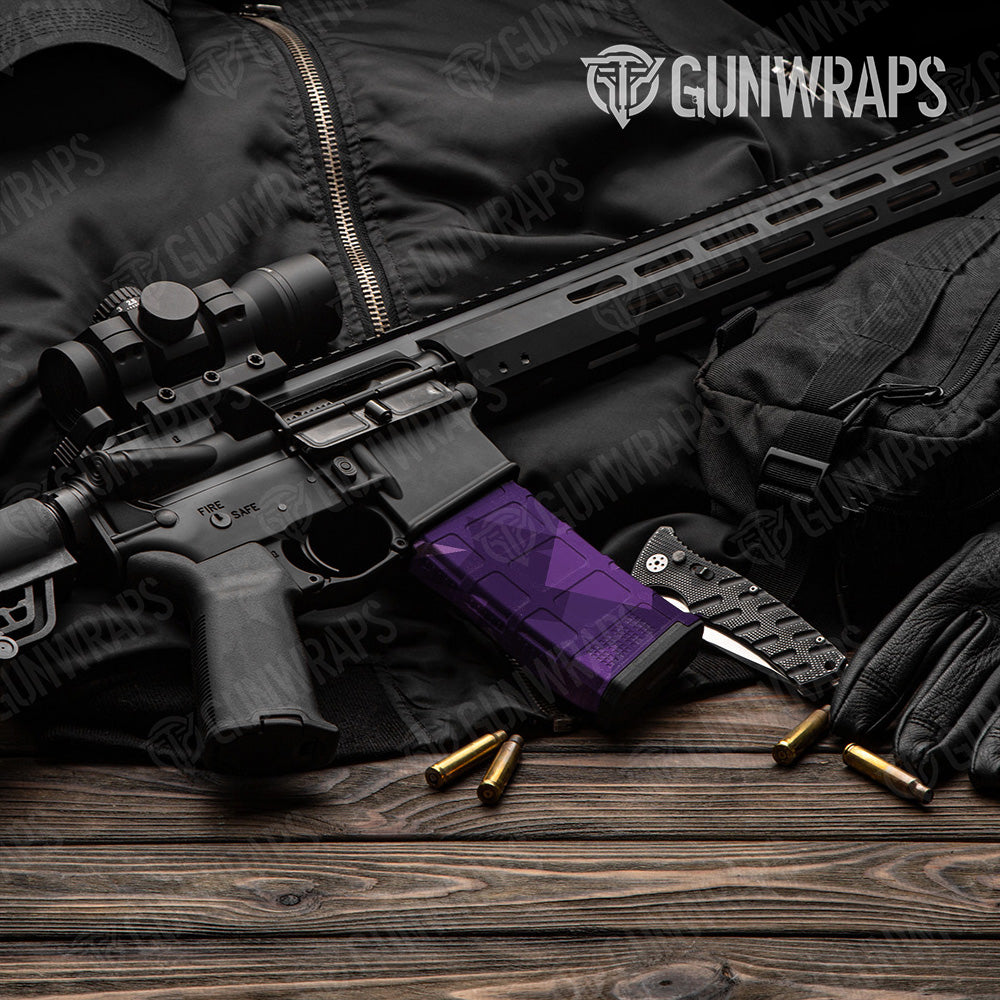 AR-15 Mag Shattered Elite Purple Gun Skin Vinyl Wrap