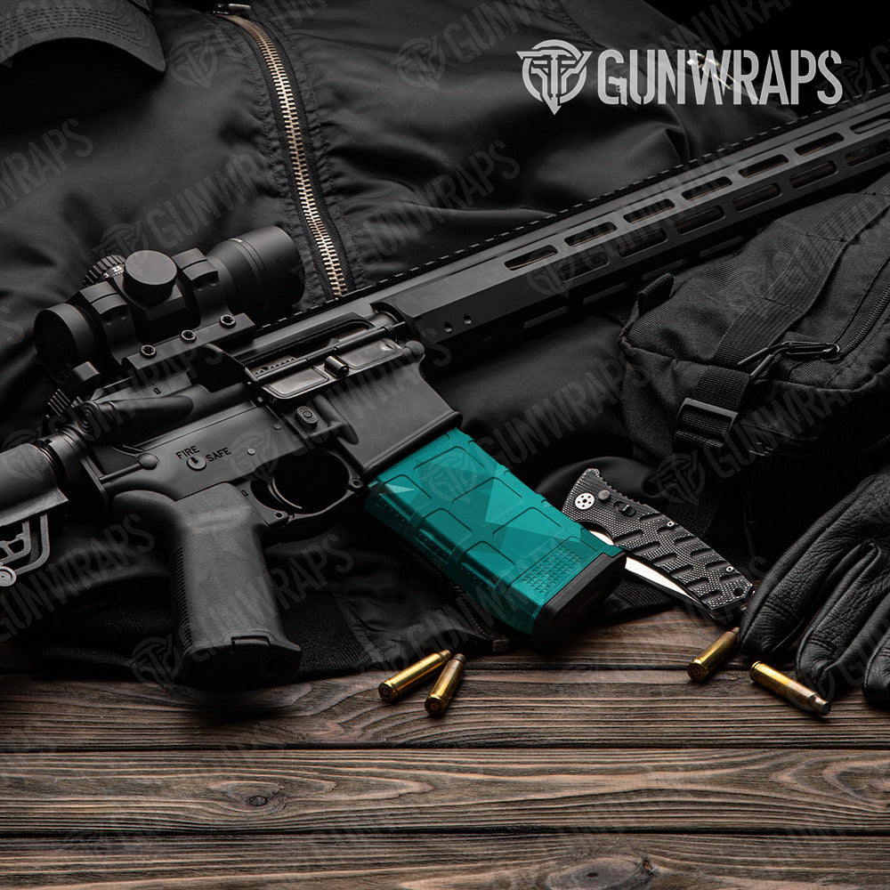AR-15 Mag Shattered Elite Tiffany Blue Gun Skin Vinyl Wrap