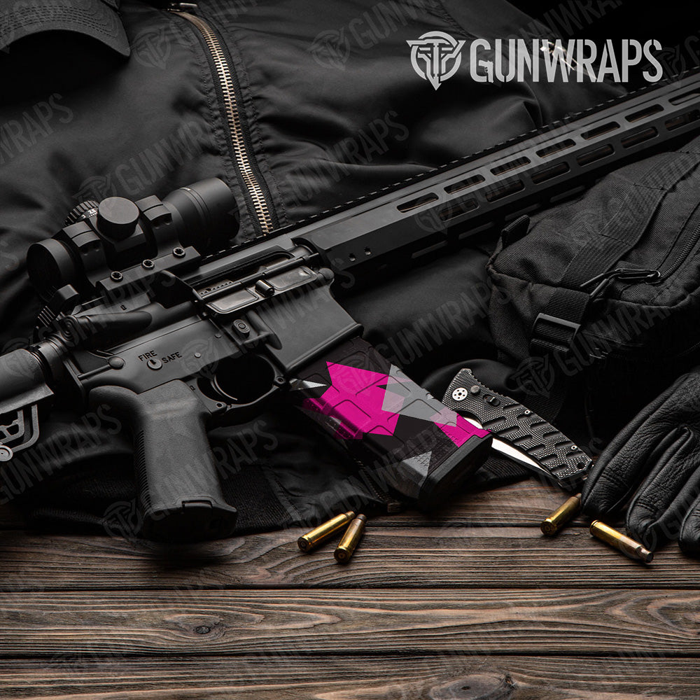 AR-15 Mag Shattered Magenta Tiger Gun Skin Vinyl Wrap