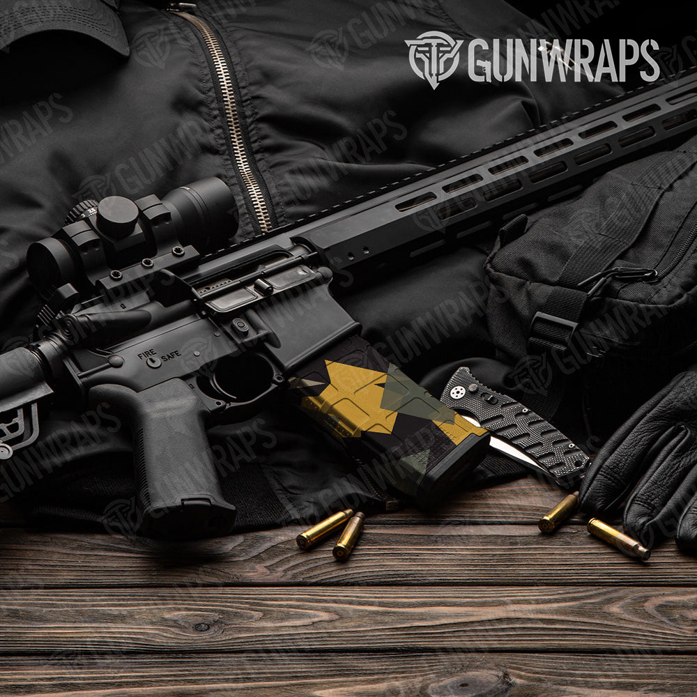 AR-15 Mag Shattered Militant Yellow Gun Skin Vinyl Wrap