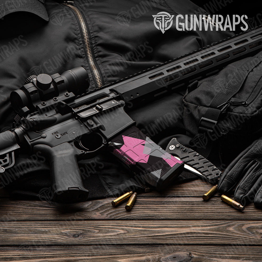 AR-15 Mag Shattered Pink Tiger Gun Skin Vinyl Wrap