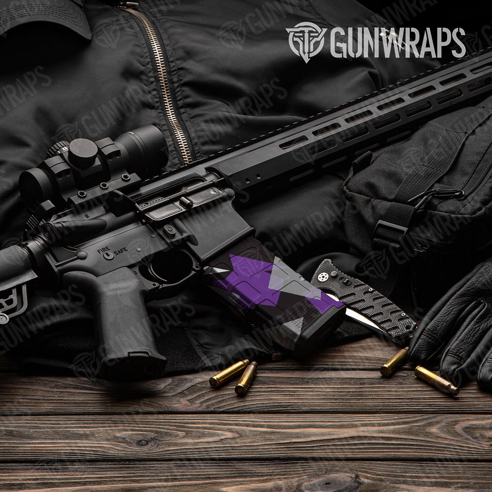 AR-15 Mag Shattered Purple Tiger Gun Skin Vinyl Wrap