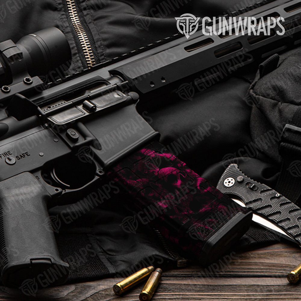 AR-15 Mag Skull Magenta Gun Skin Vinyl Wrap