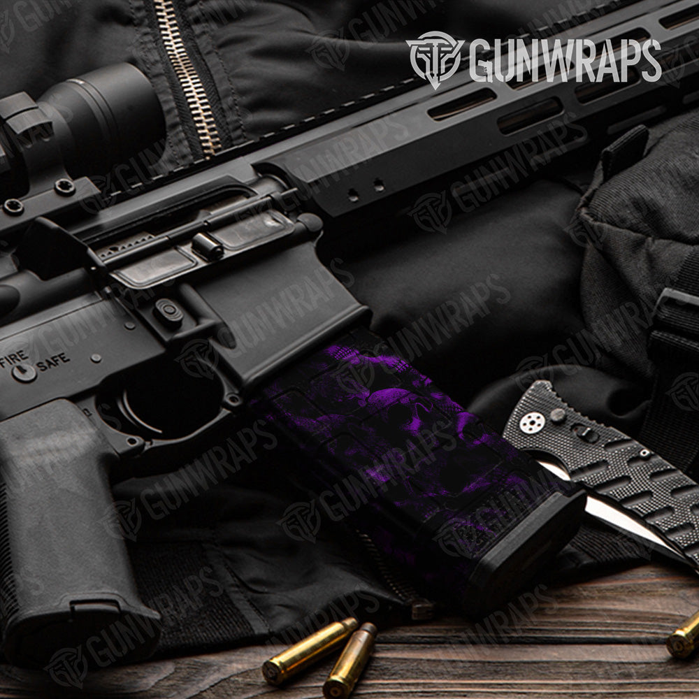 AR-15 Mag Skull Purple Gun Skin Vinyl Wrap