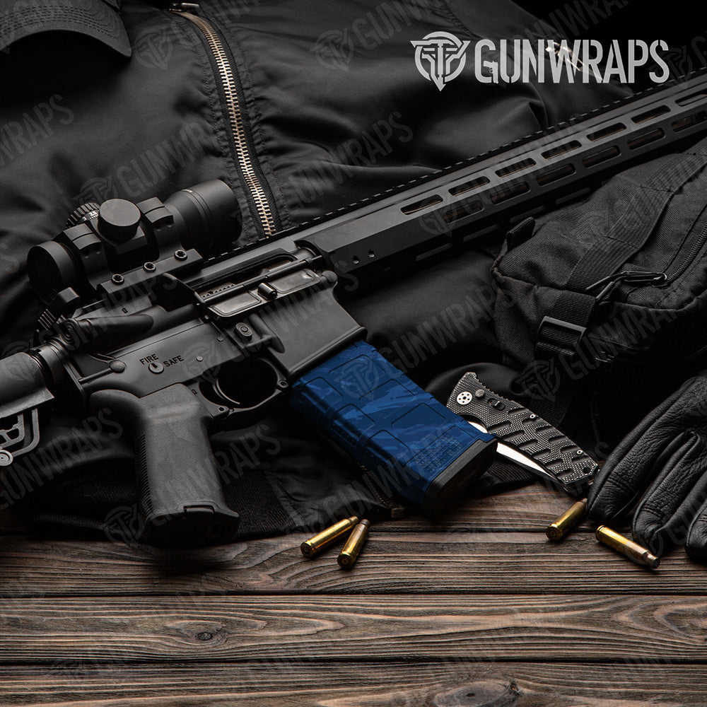 AR-15 Mag Vietnam Tiger Stripe Elite Blue Gun Skin Vinyl Wrap