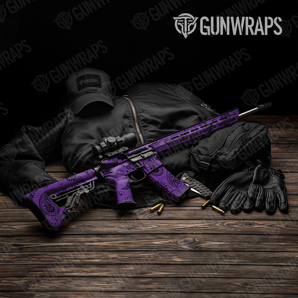 Bandana Purple And Black Gun Skin Vinyl Wrap