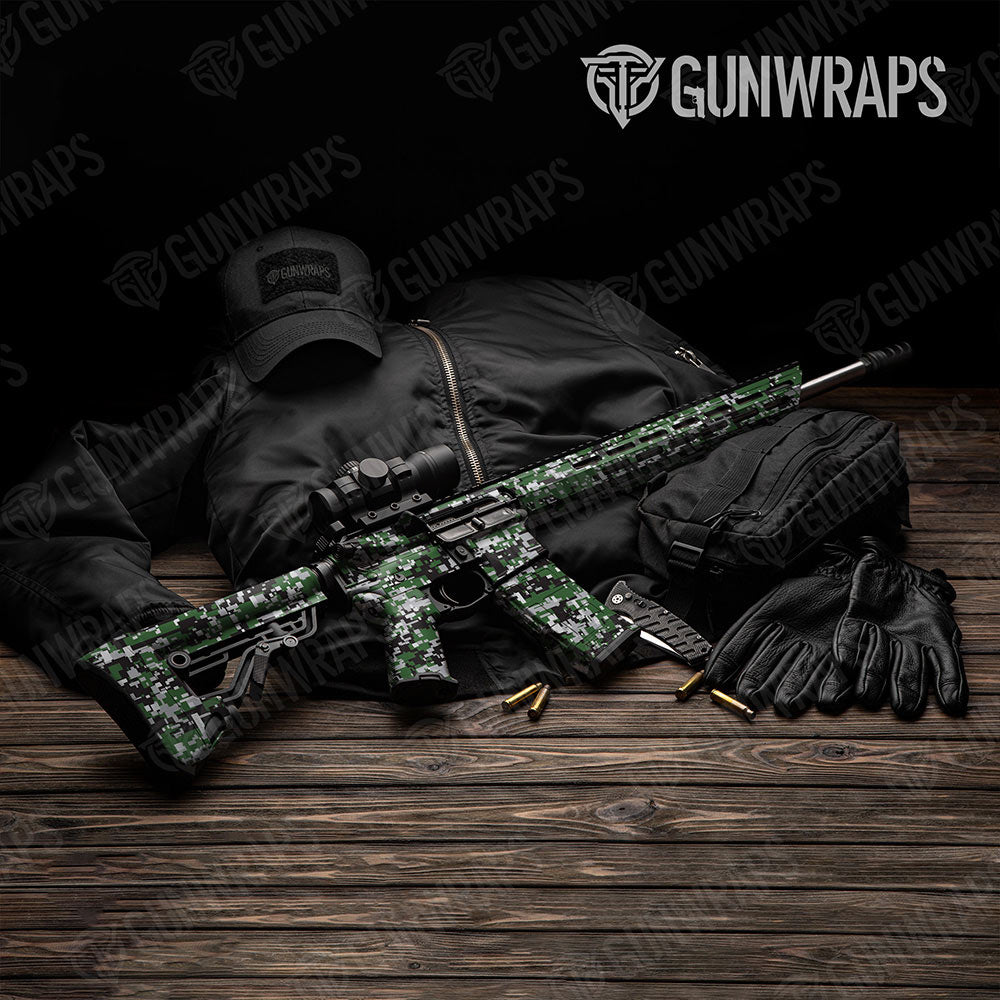 Digital Green Tiger Gun Skin Vinyl Wrap