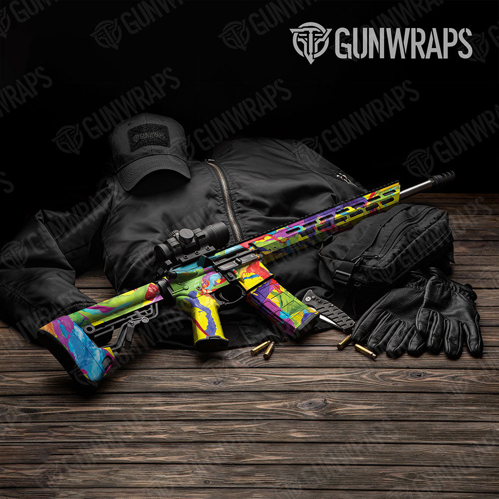 Paint Splatter Yellow Gun Skin Vinyl Wrap