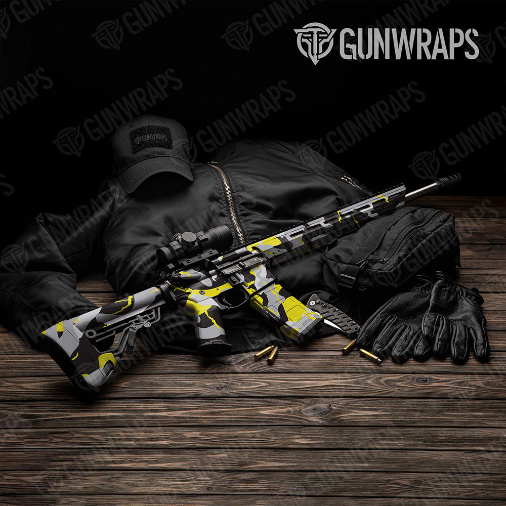 Ragged Yellow Tiger Gun Skin Vinyl Wrap