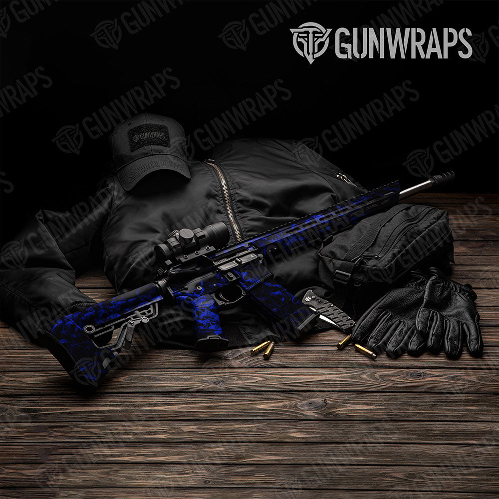 Skull Blue Gun Skin Vinyl Wrap