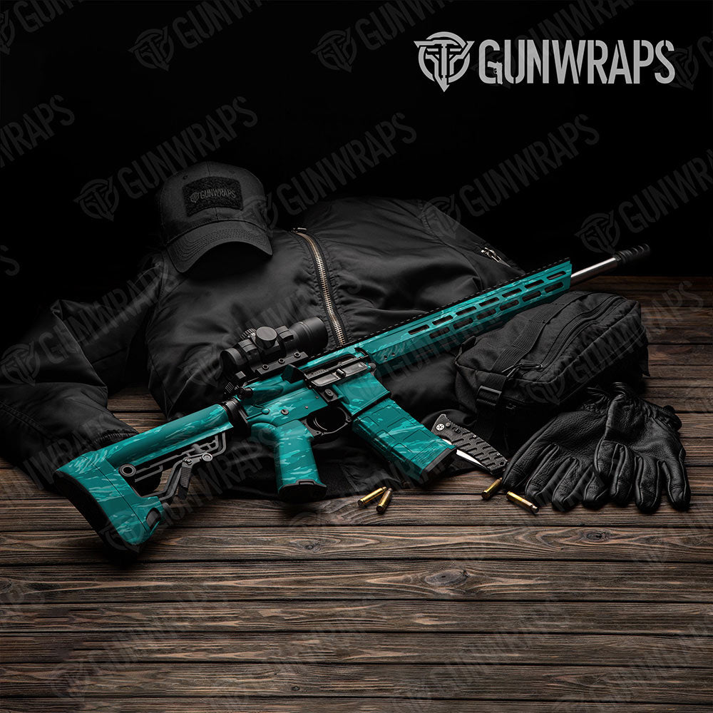 Vietnam Tiger Stripe Elite Tiffany Blue Gun Skin Vinyl Wrap
