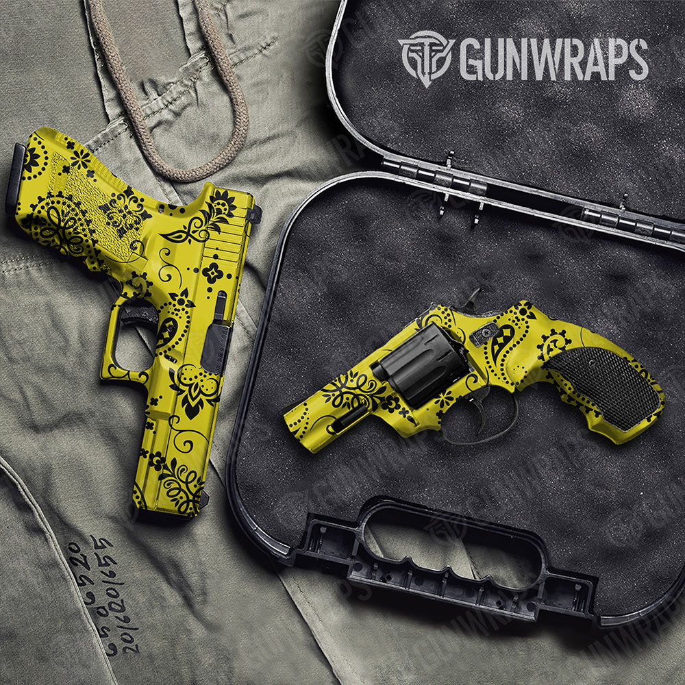 Bandana Yellow And Black Gun Skin Vinyl Wrap