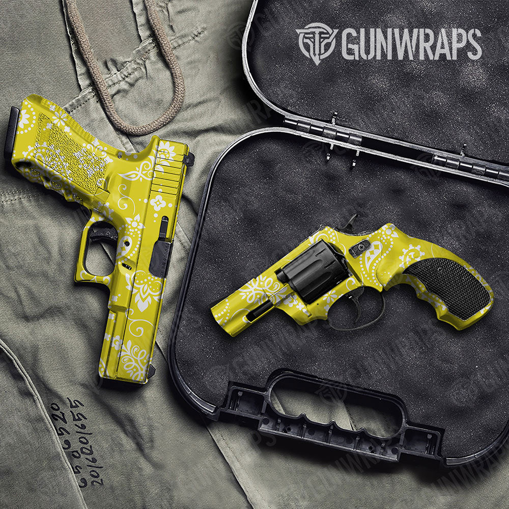 Bandana Yellow And White Gun Skin Vinyl Wrap