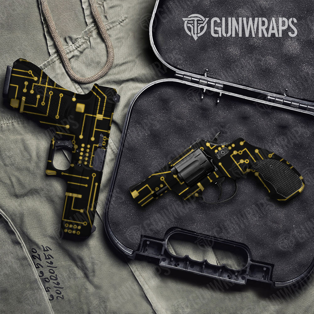 Handgun Circuit Board Yellow Gun Skin Vinyl Wrap