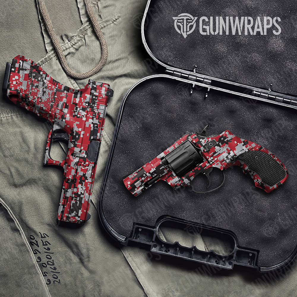 Digital Red Tiger Gun Skin Vinyl Wrap