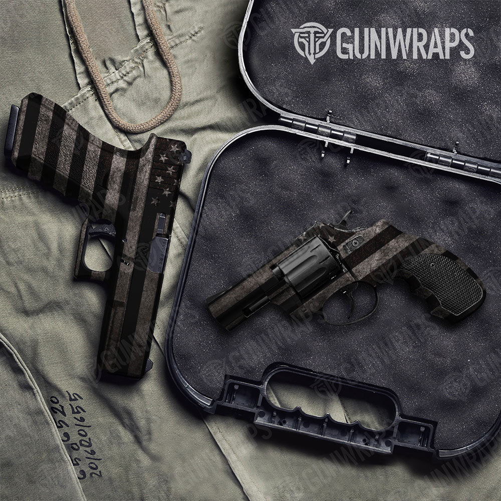 Patriotic Grayscale Flag Gun Skin Vinyl Wrap