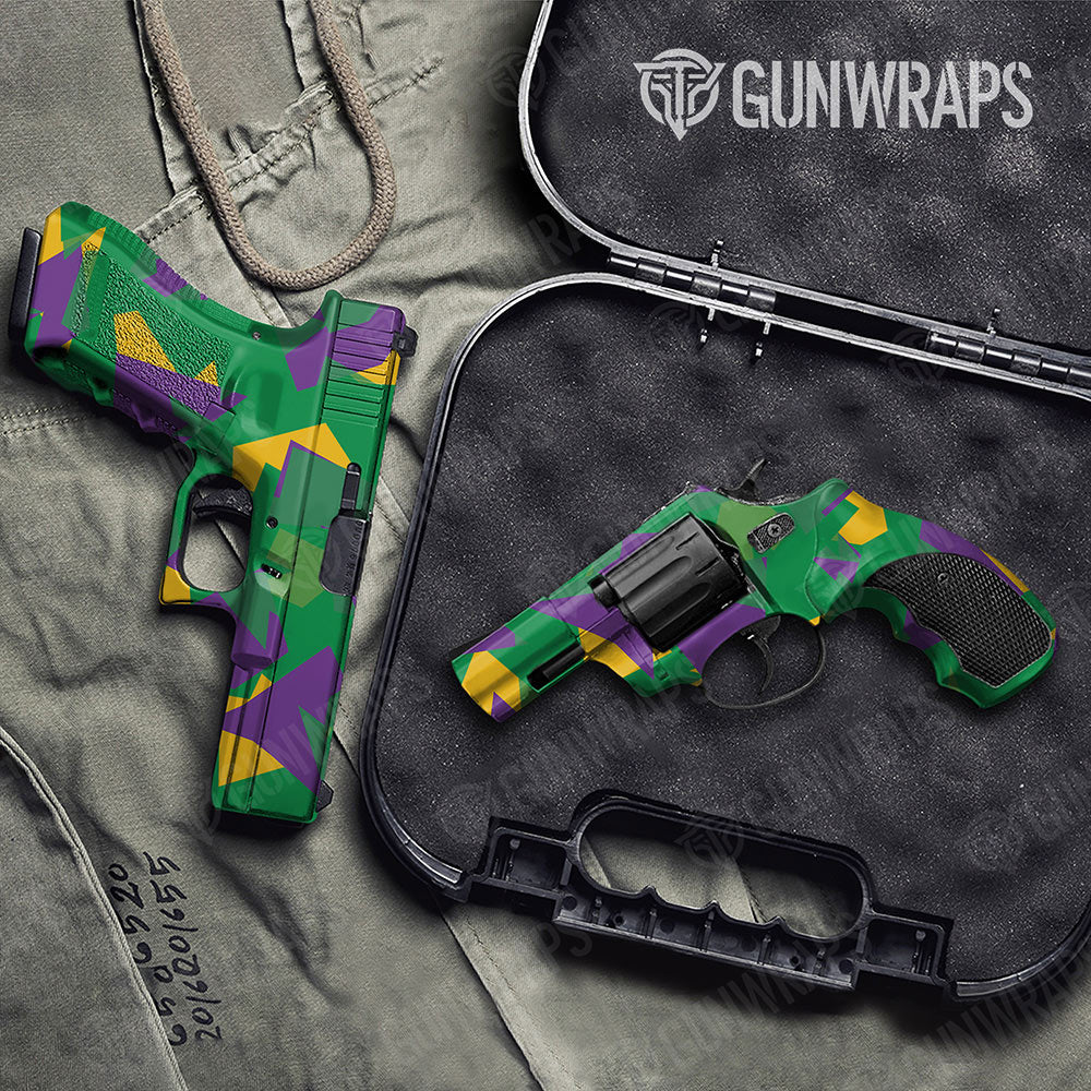 Shattered Mardi Gras Gun Skin Vinyl Wrap