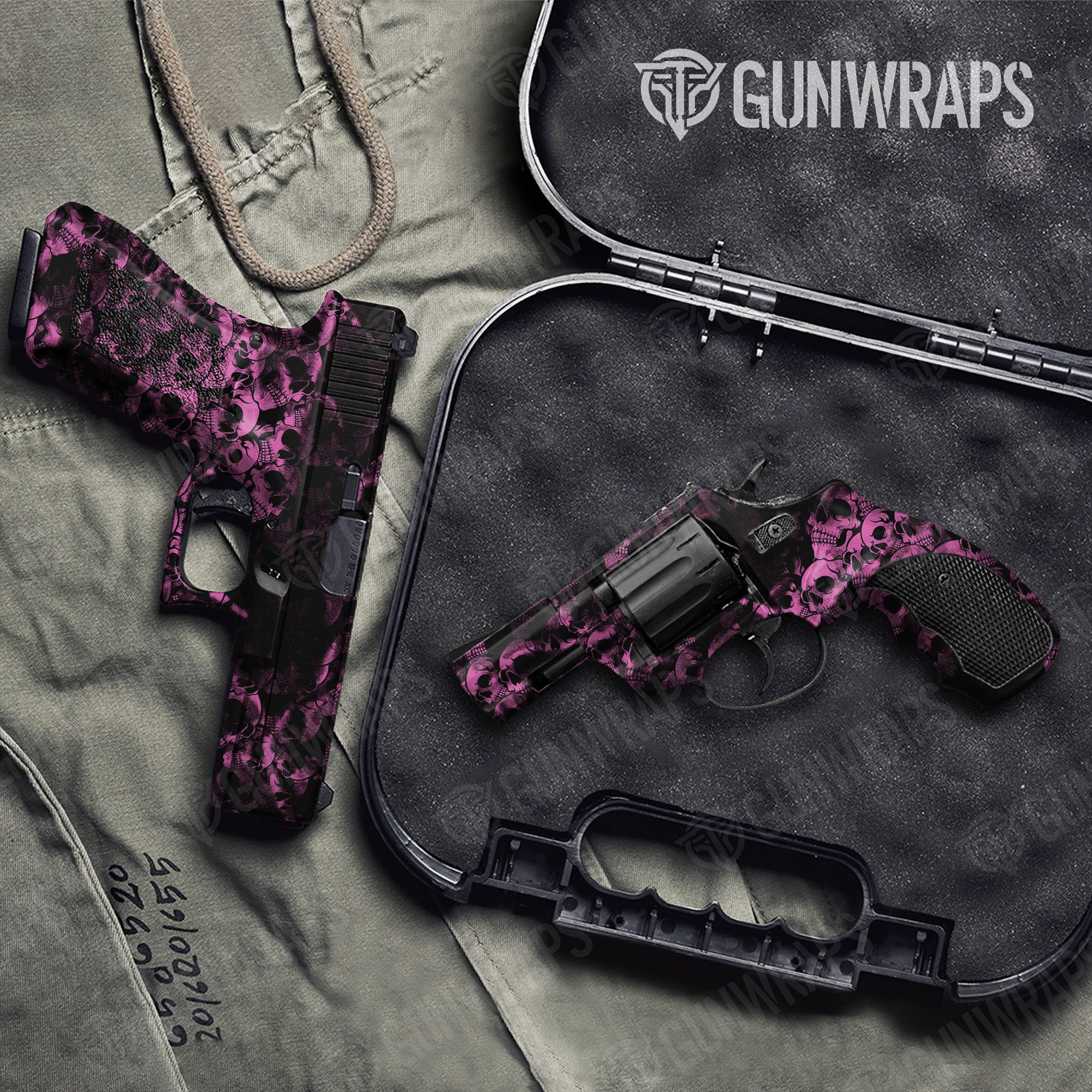 Skull Pink Gun Skin Vinyl Wrap