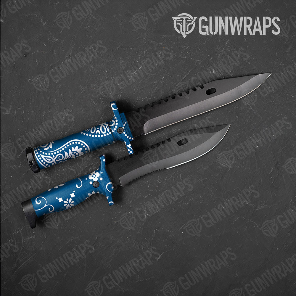 Bandana Blue And White Gun Skin Vinyl Wrap