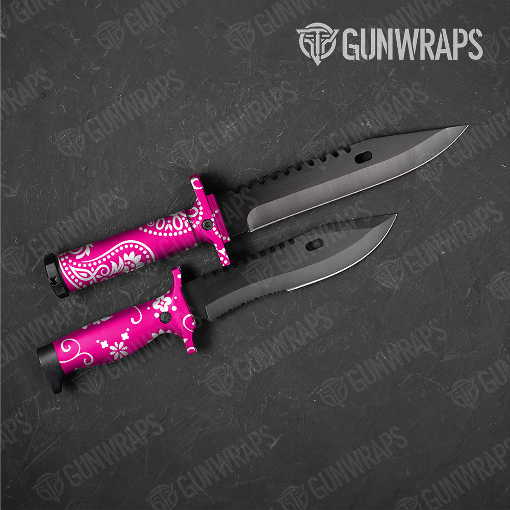 Bandana Magenta And White Gun Skin Vinyl Wrap