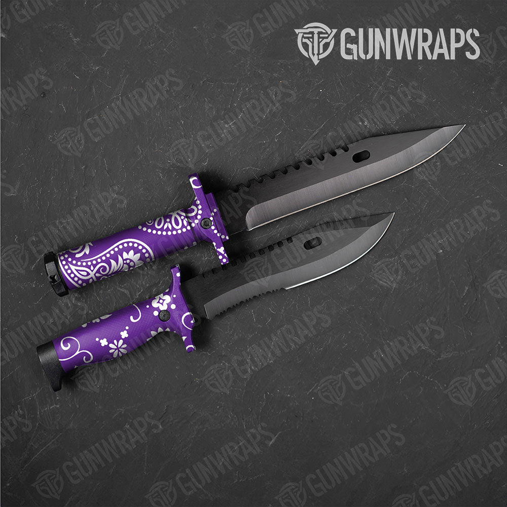 Bandana Purple And White Gun Skin Vinyl Wrap
