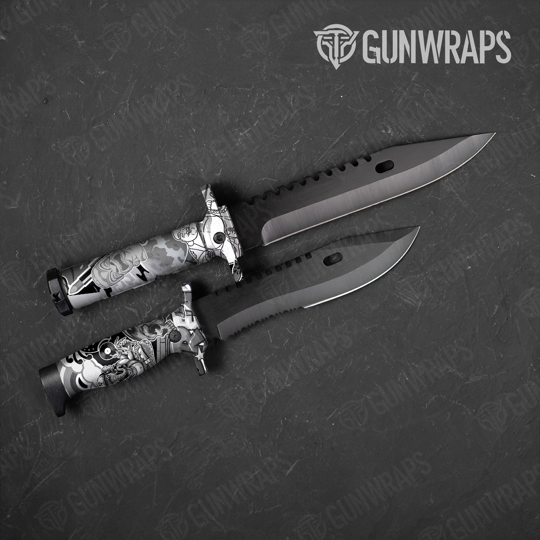 Sticker Bomb Grayscale Gun Skin Vinyl Wrap