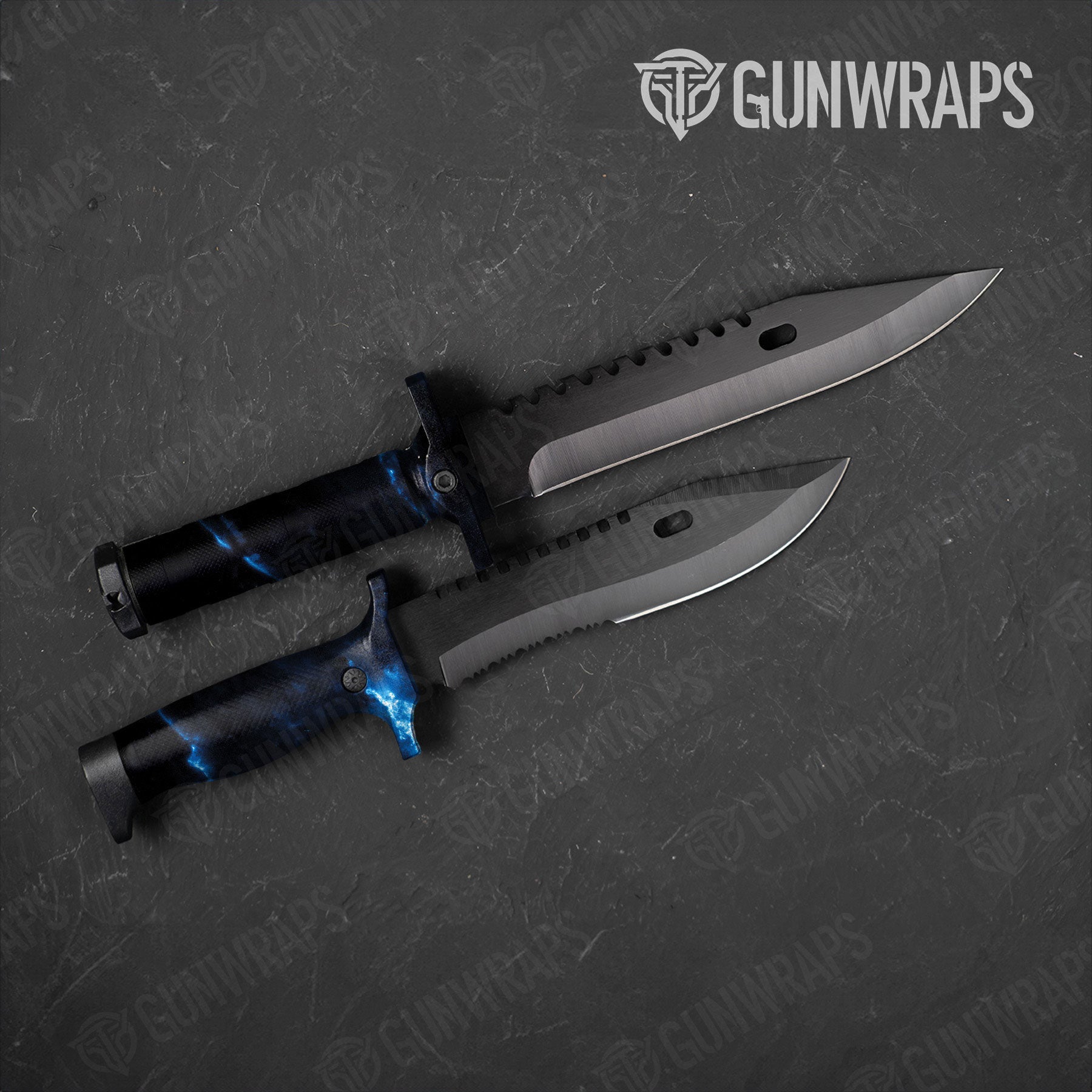 Stone Blue Lightning Marble Gun Skin Vinyl Wrap
