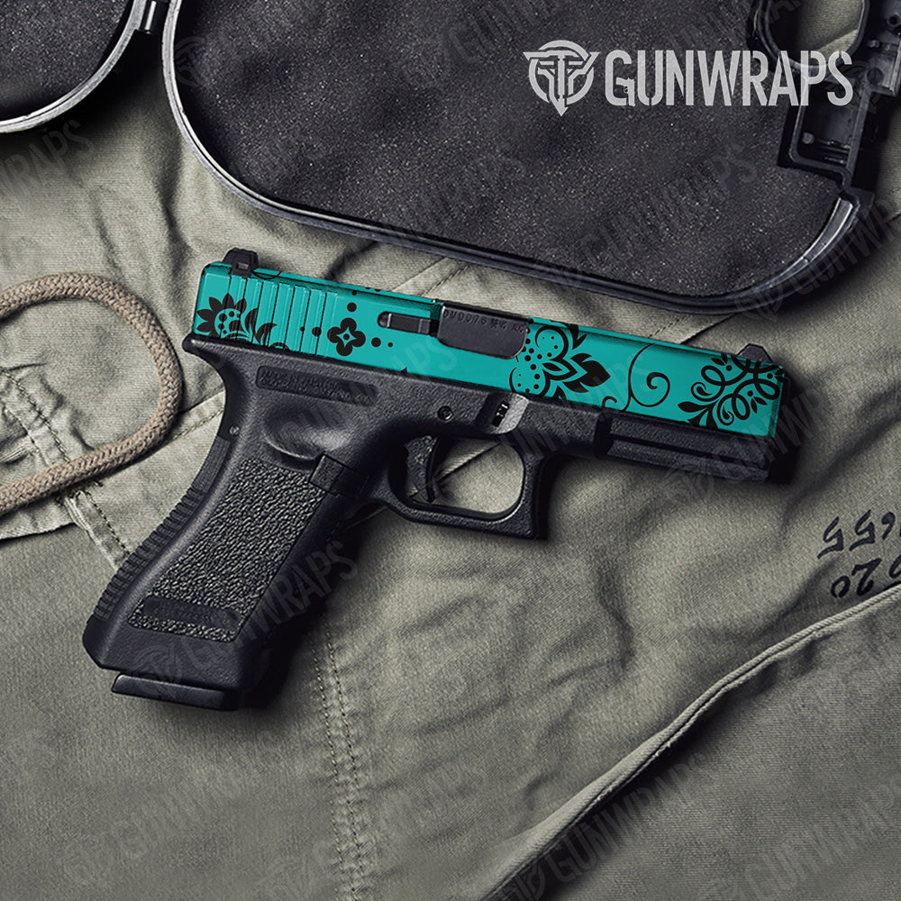 Bandana Tiffany Blue And Black Gun Skin Vinyl Wrap