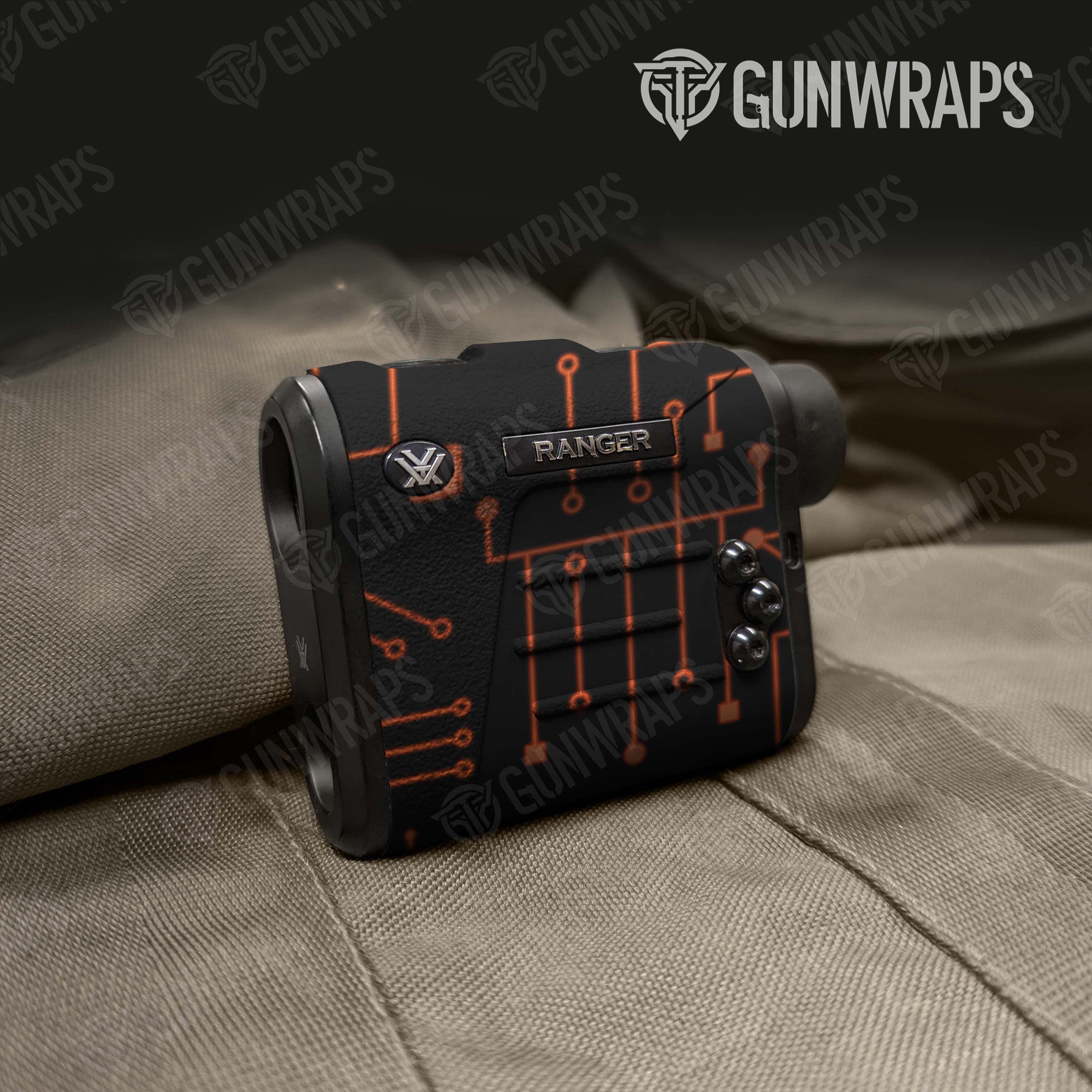 Rangefinder Circuit Board Orange Gun Skin Vinyl Wrap
