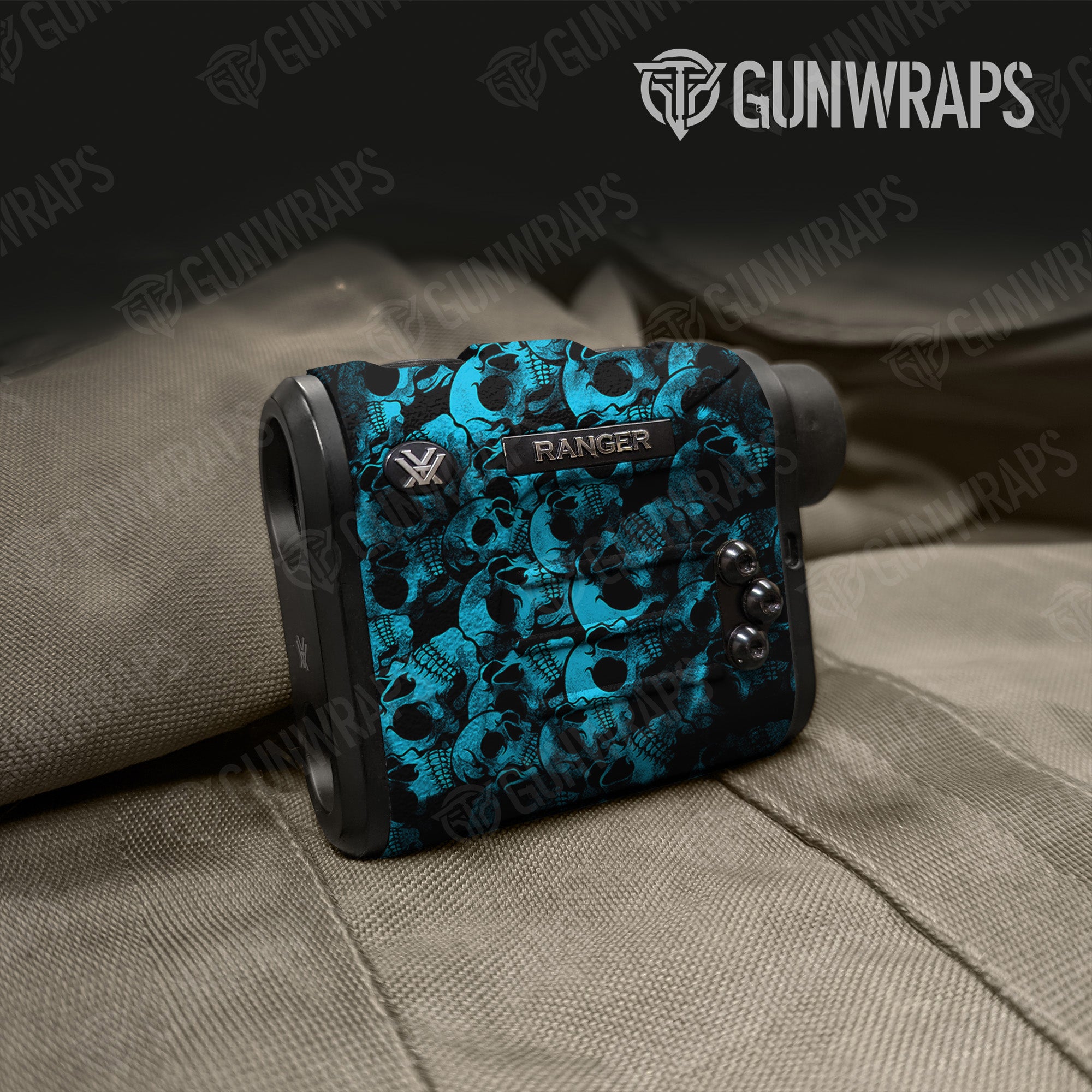 Skull Cyan Gun Skin Vinyl Wrap