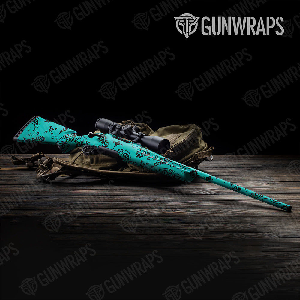 Bandana Tiffany Blue And Black Gun Skin Vinyl Wrap