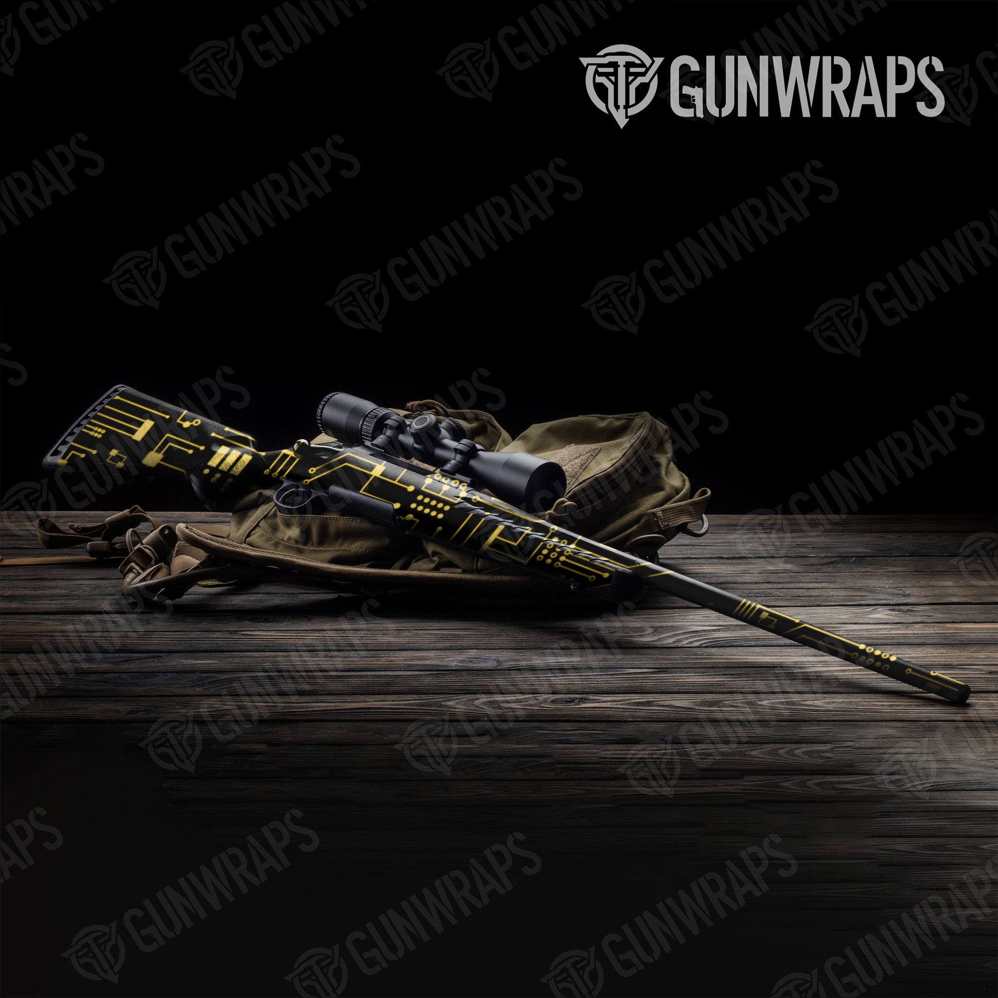 Rifle Circuit Board Yellow Gun Skin Vinyl Wrap