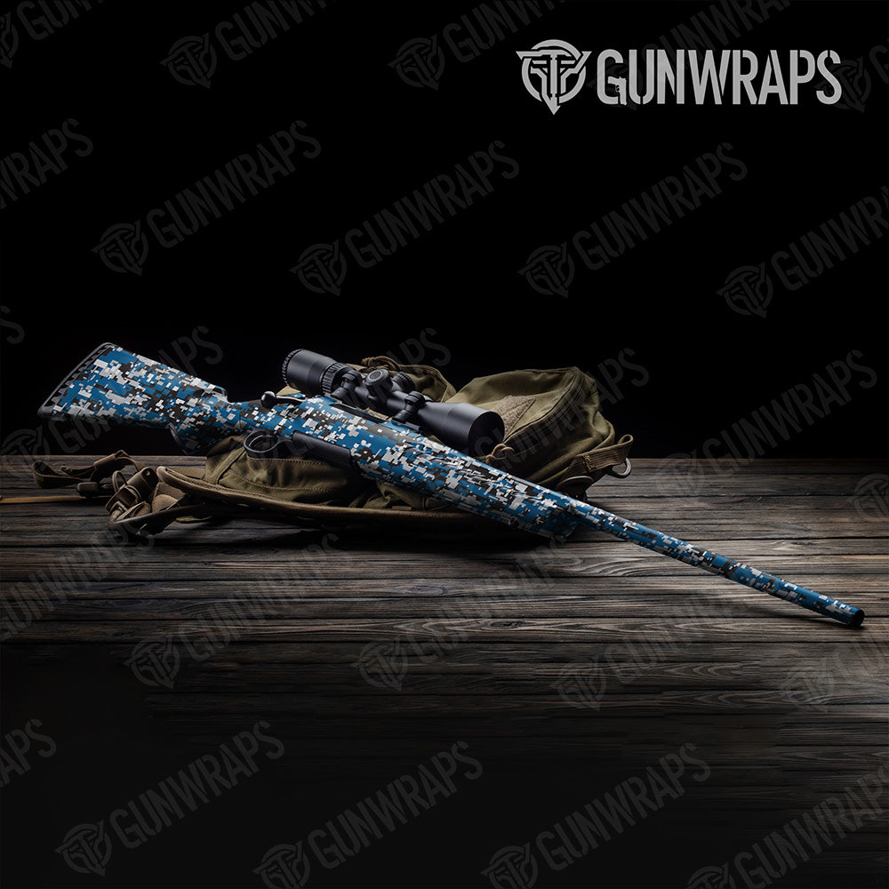 Digital Blue Tiger Gun Skin Vinyl Wrap