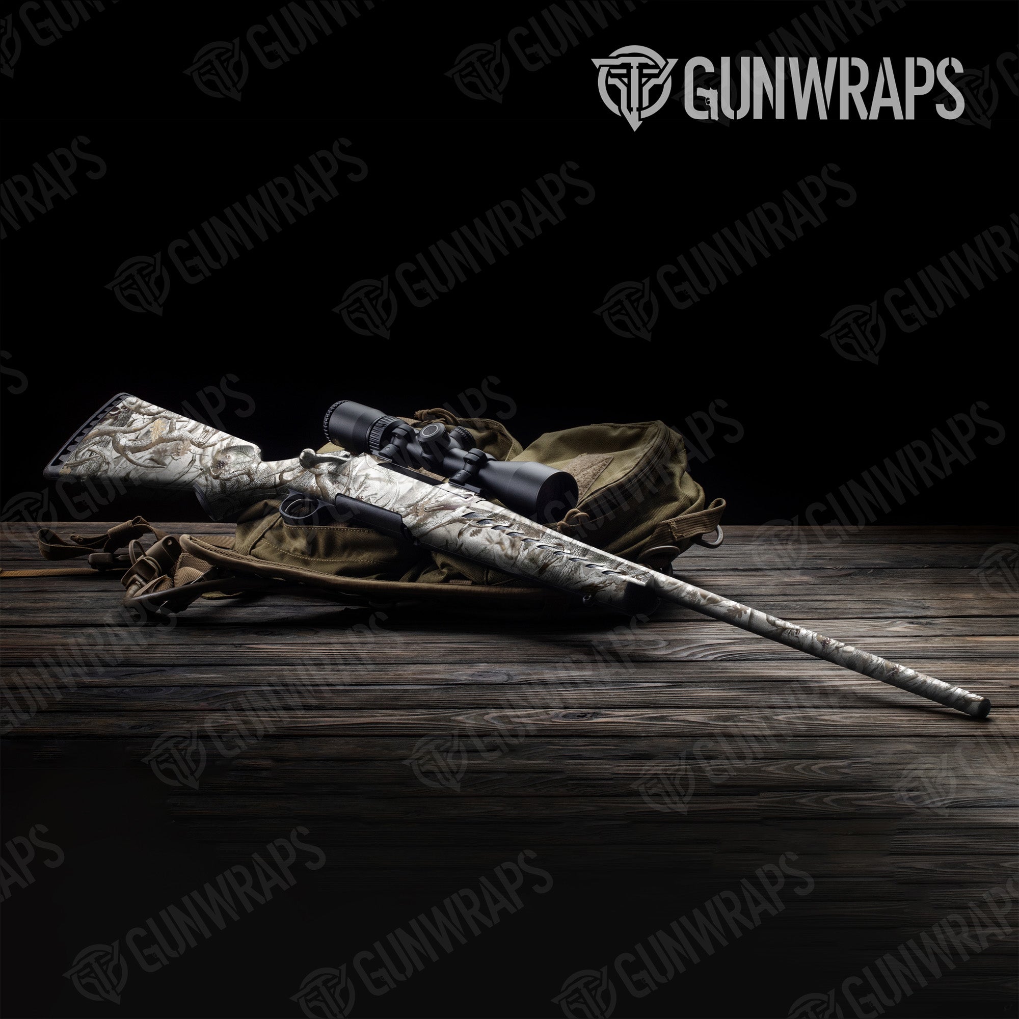 Nature Lifeless Snow Woods Buck Skull Gun Skin Vinyl Wrap