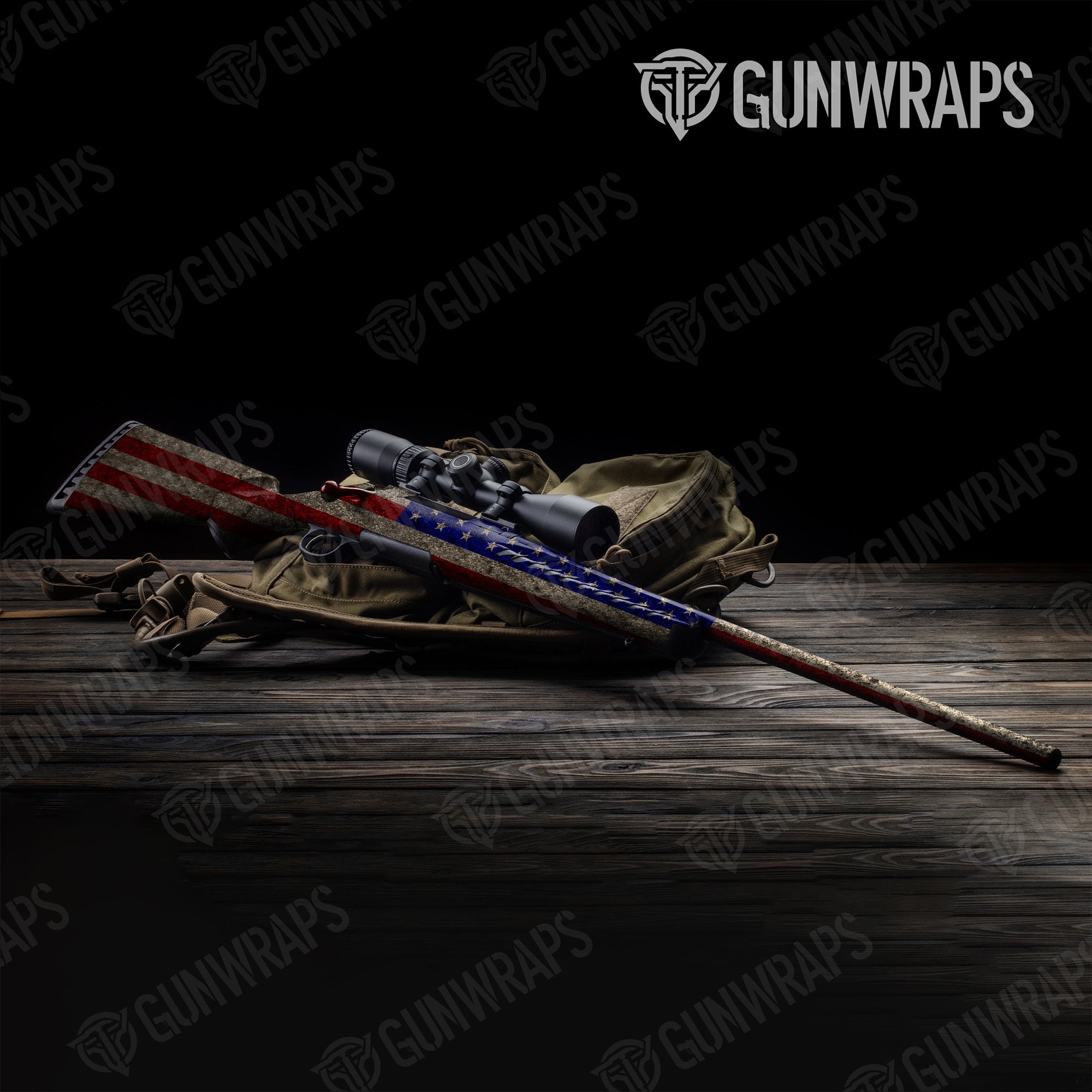 Patriotic American Flag Gun Skin Vinyl Wrap