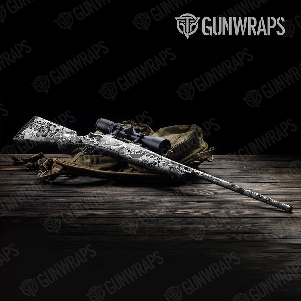 Sticker Bomb Grayscale Gun Skin Vinyl Wrap