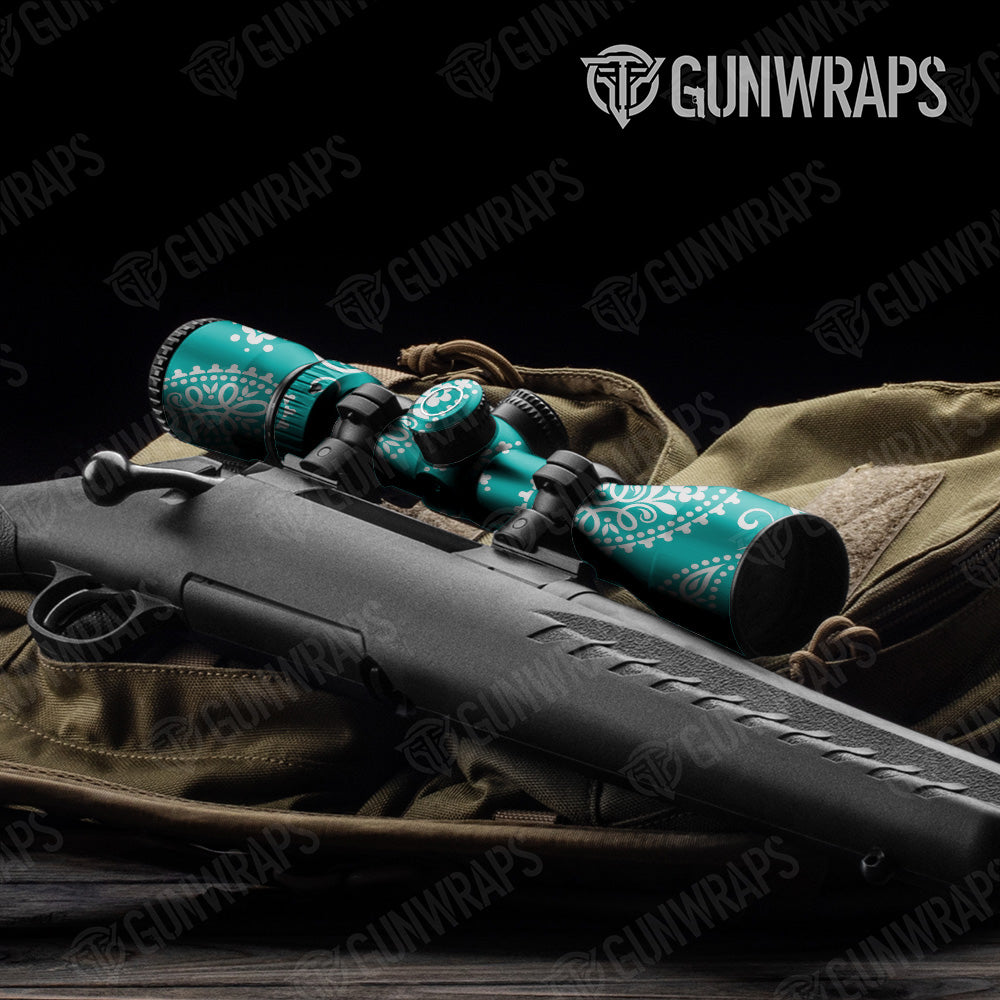 Bandana Tiffany Blue And White Gun Skin Vinyl Wrap
