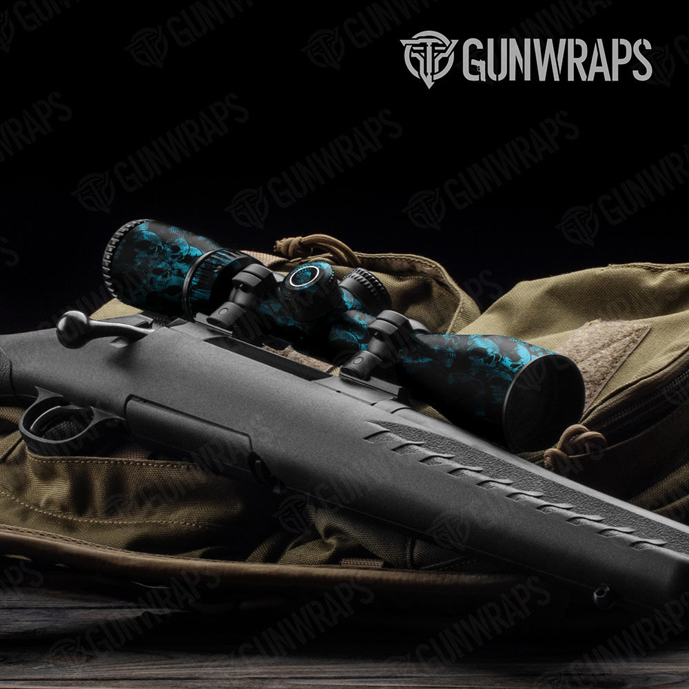 Skull Cyan Gun Skin Vinyl Wrap