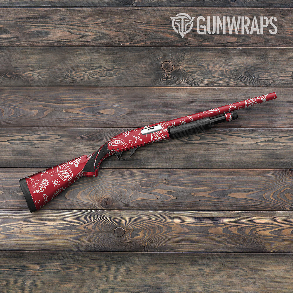 Bandana Red And White Gun Skin Vinyl Wrap
