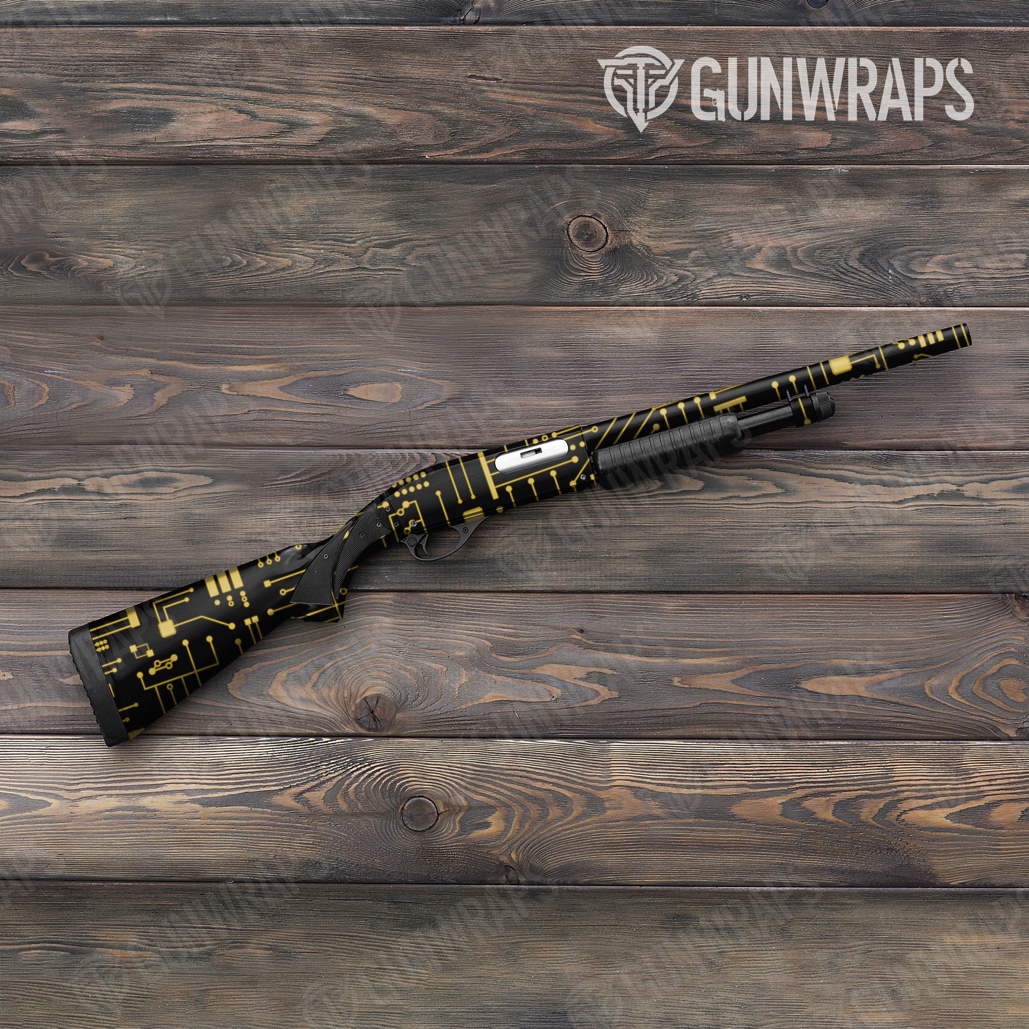 Shotgun Circuit Board Yellow Gun Skin Vinyl Wrap