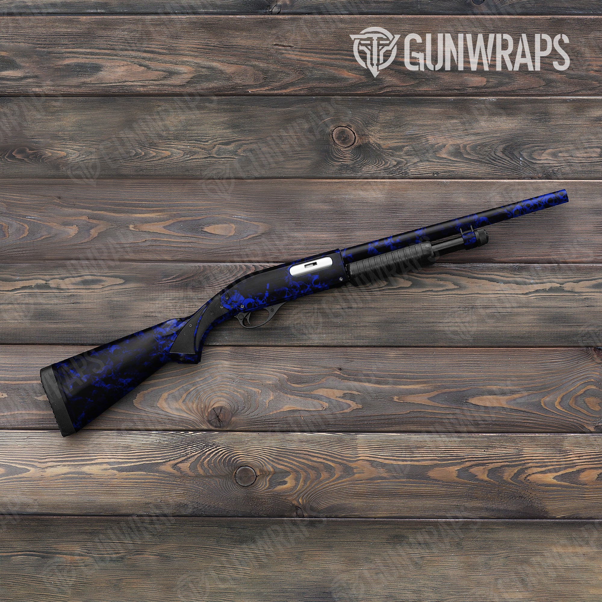 Skull Blue Gun Skin Vinyl Wrap