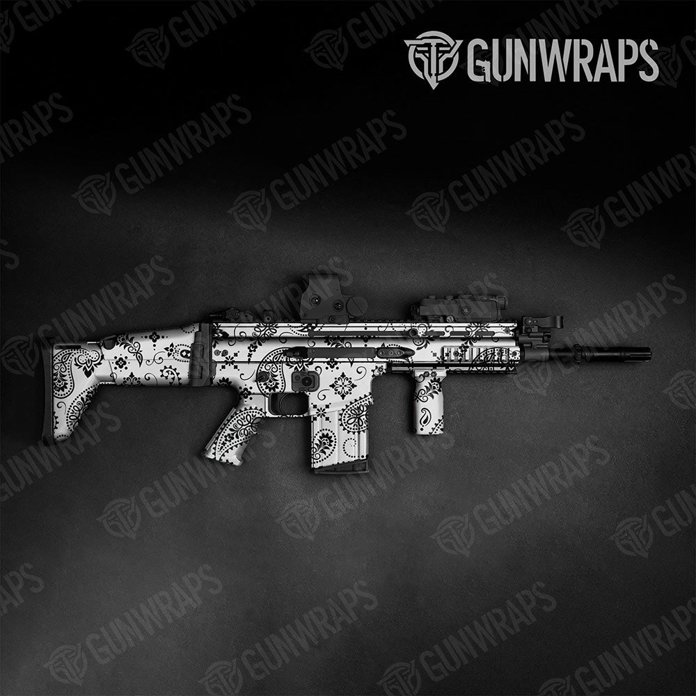 Bandana White And Black Gun Skin Vinyl Wrap
