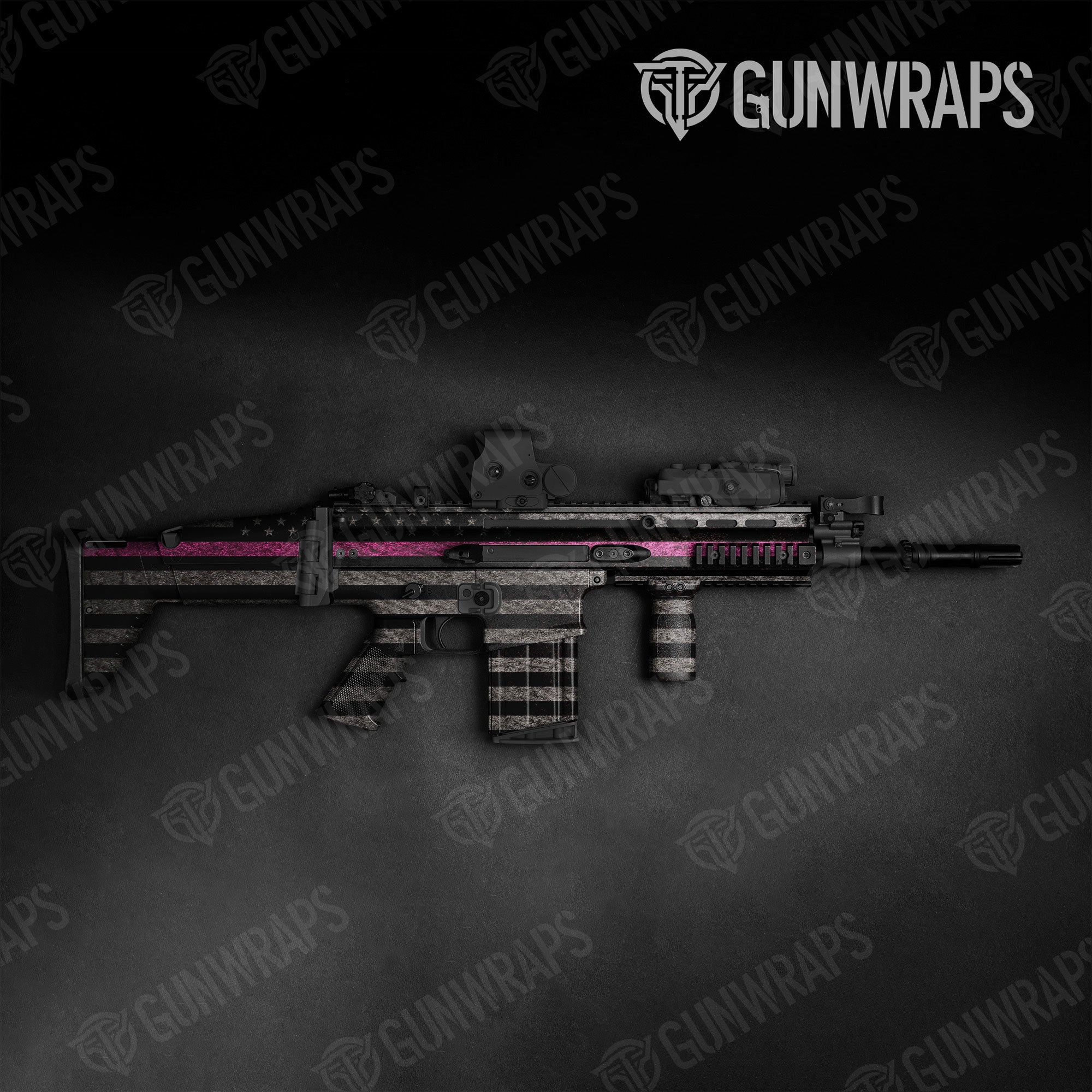 Patriotic Pink Flag Gun Skin Vinyl Wrap
