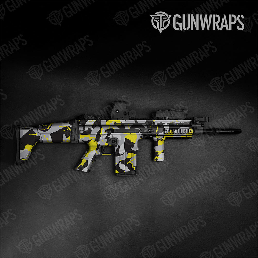 Ragged Yellow Tiger Gun Skin Vinyl Wrap