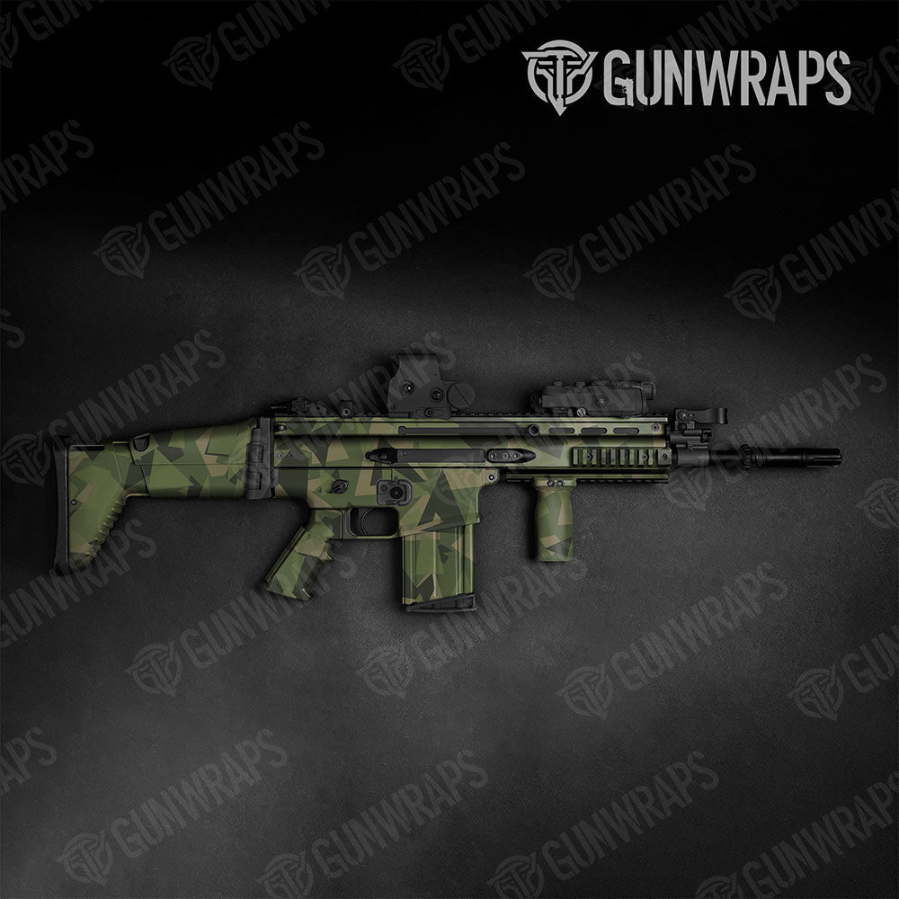 Shattered Army Green Gun Skin Vinyl Wrap