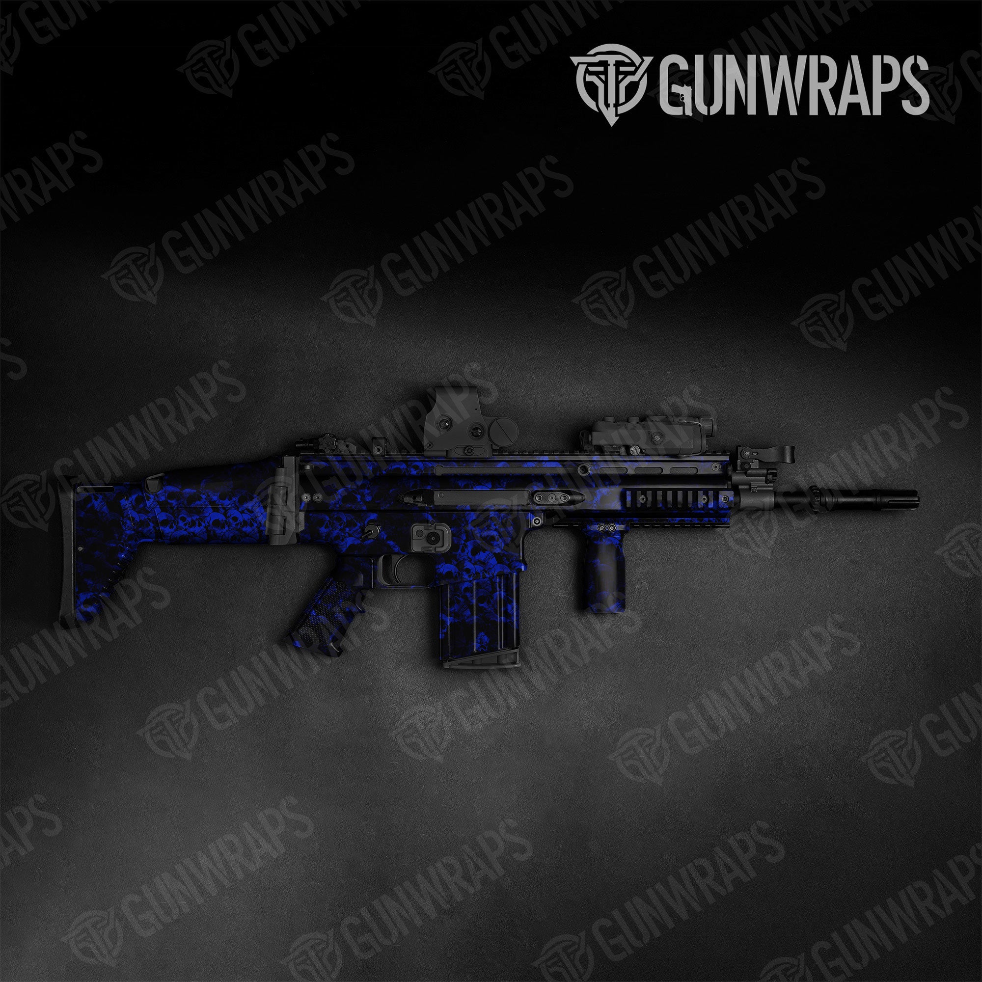 Skull Blue Gun Skin Vinyl Wrap