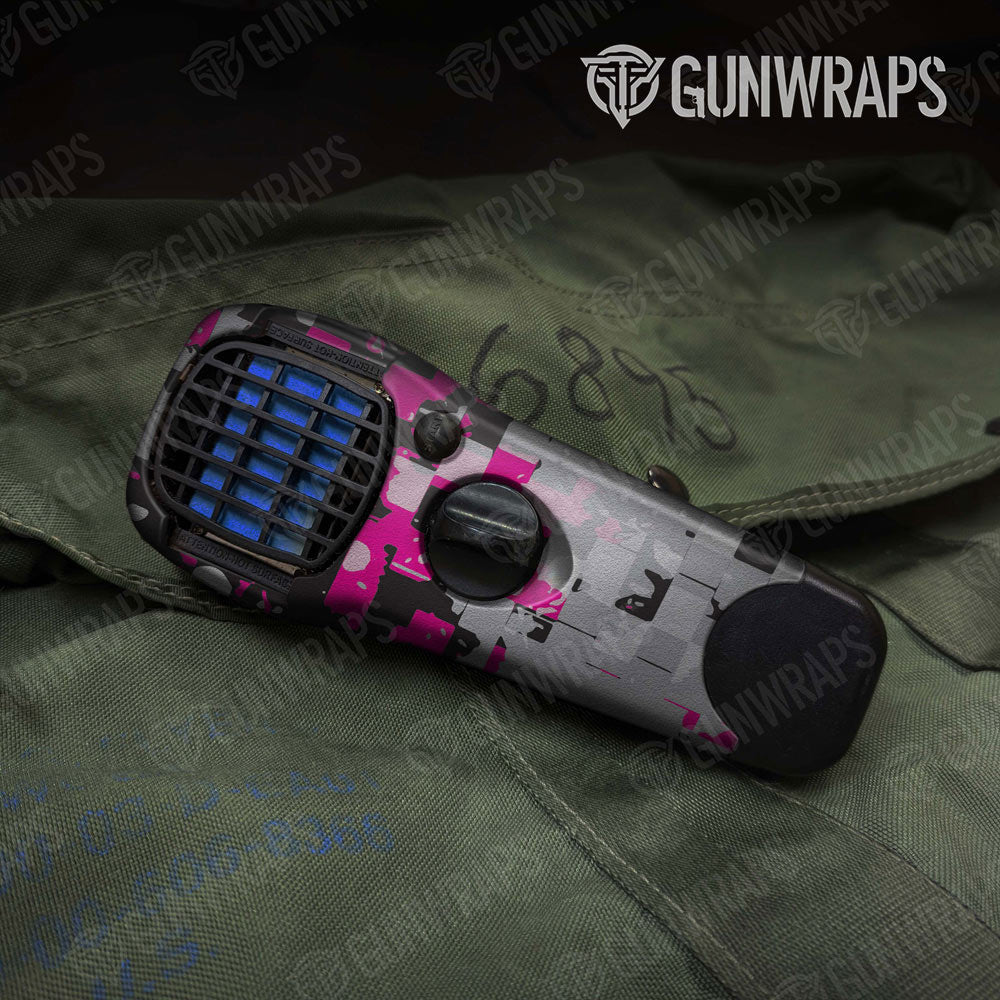 Broken Plaid Magenta Tiger Gun Skin Vinyl Wrap