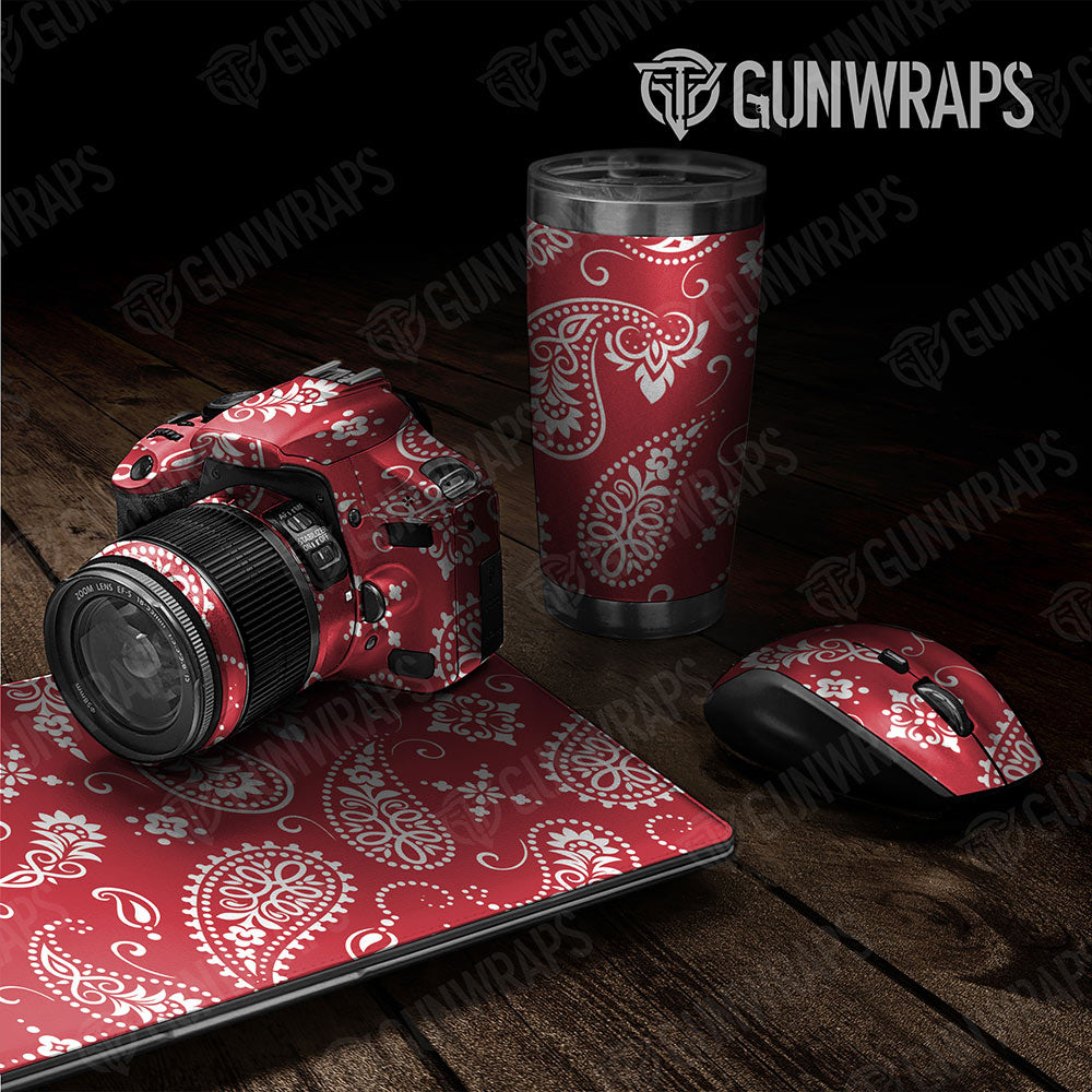 Universal Sheet Bandana Gear Skin Vinyl Wrap Bandana Red And White Gear Skin Vinyl Wrap